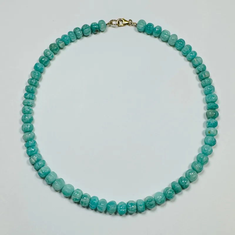carved amazonite candy necklace sold by Theodosia