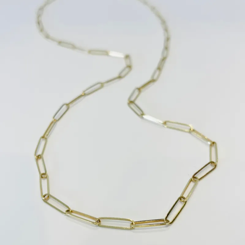 14k gold 10x2 mm paperclip chain sold by Theodosia