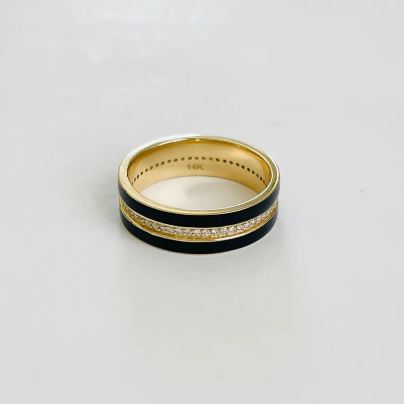 black enamel and diamond band sold by Theodosia