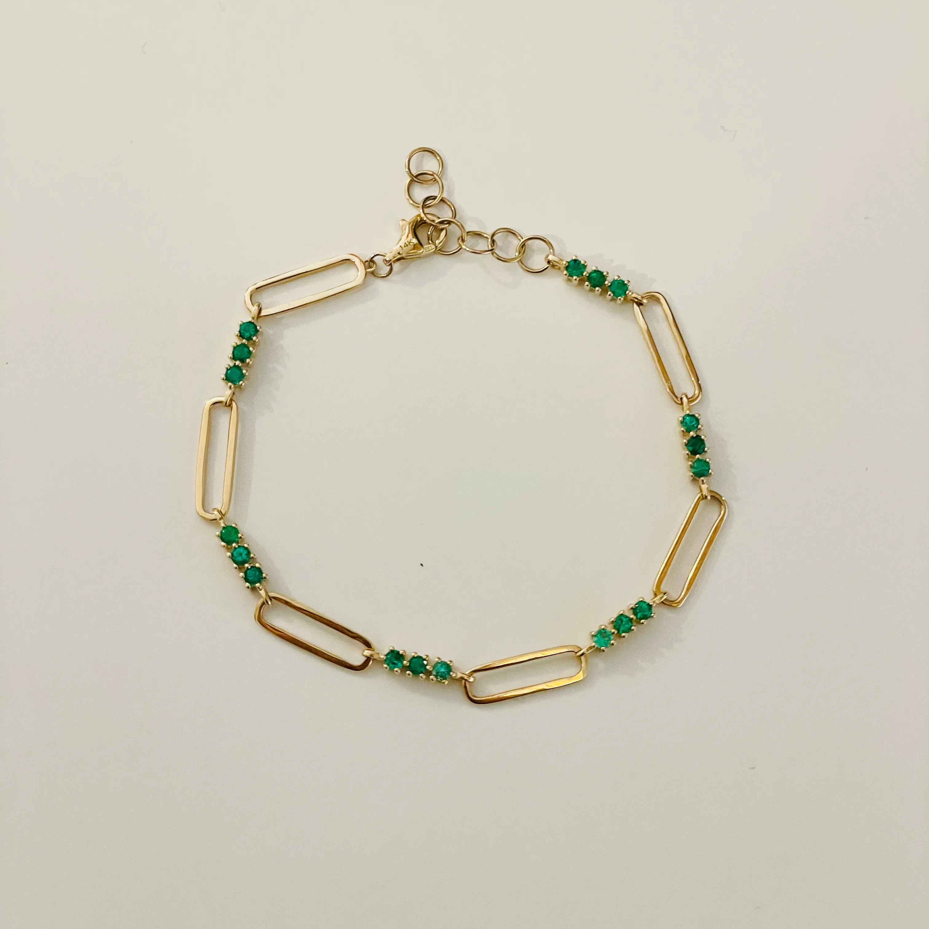 emerald alternating paperclip bracelet sold by Theodosia