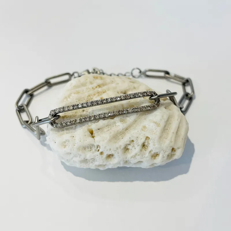 elongated diamond chain link bracelet sold by Theodosia
