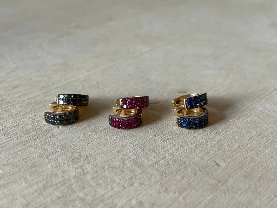 pavè gemstone huggies, 6mm sold by Theodosia