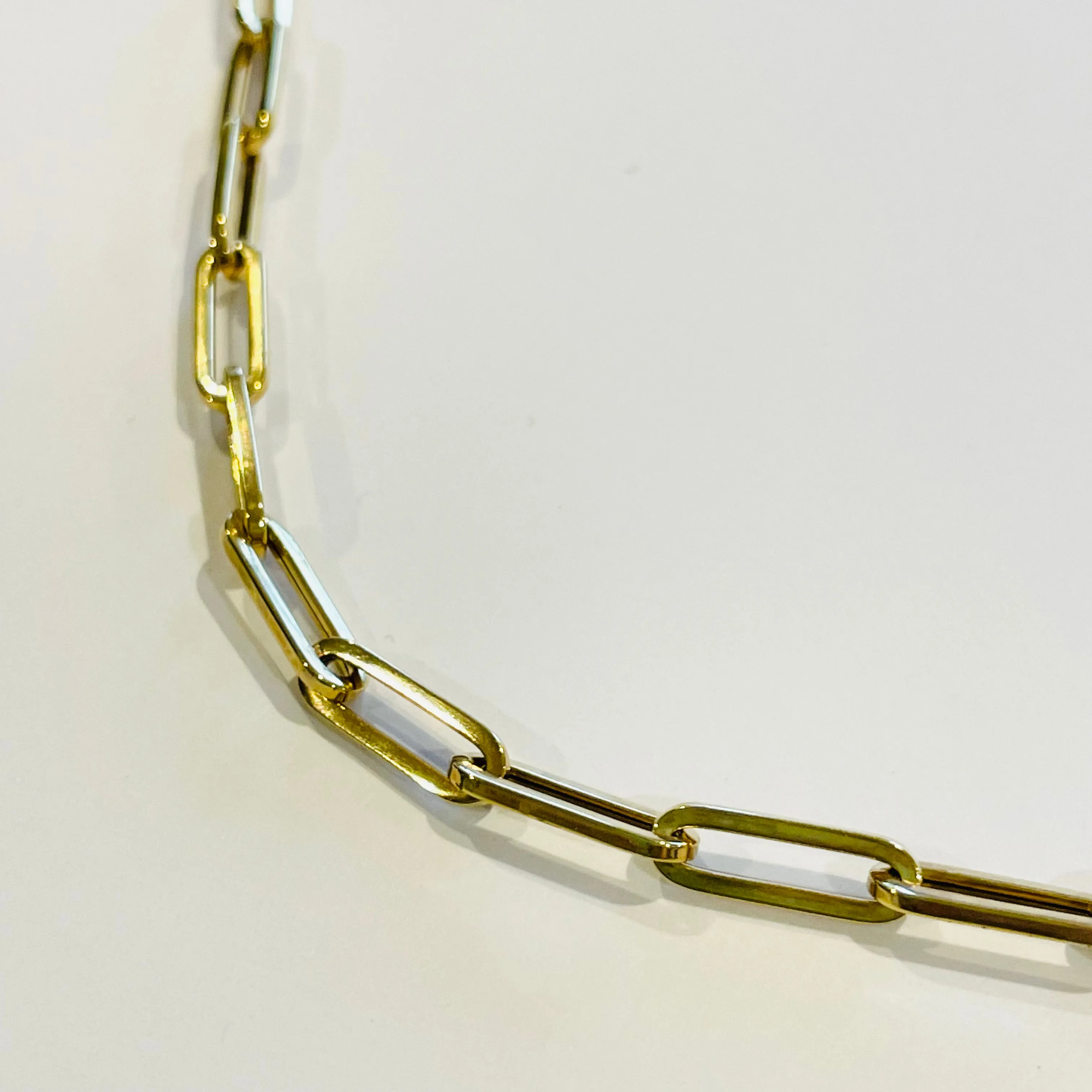 14k gold 12x4 mm paperclip chain sold by Theodosia product image thumbnail 2