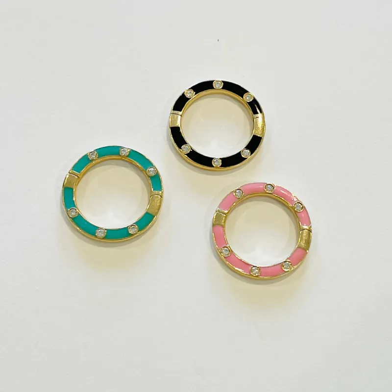 gold enamel diamond connector sold by Theodosia