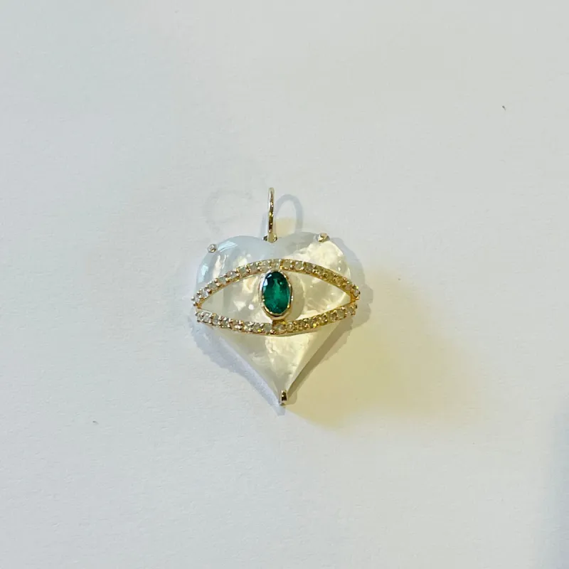 mother of pearl puffy heart pendant made by Theodosia