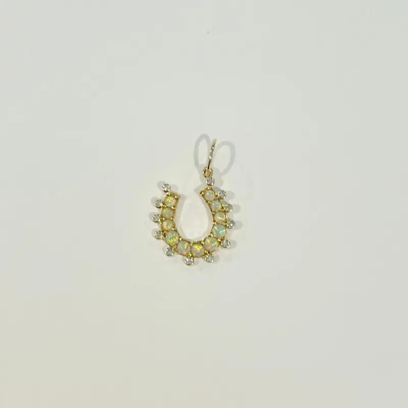 Opal & diamond horseshoe pendant sold by Theodosia