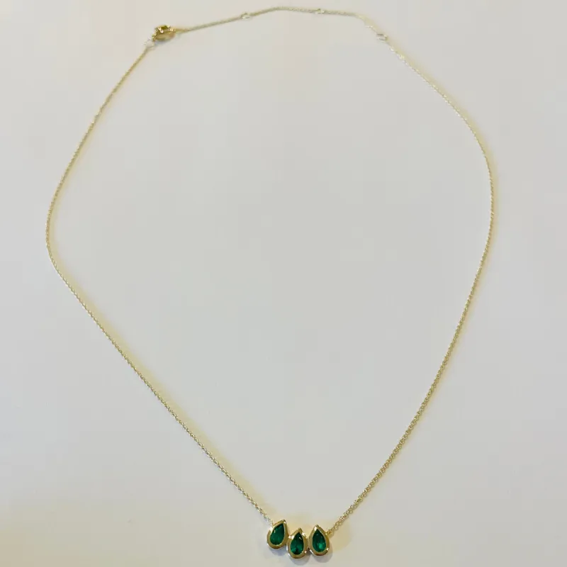 triple emerald teardrop necklace sold by Theodosia