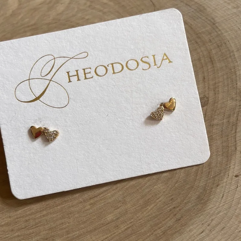 double heart shaped studs sold by Theodosia