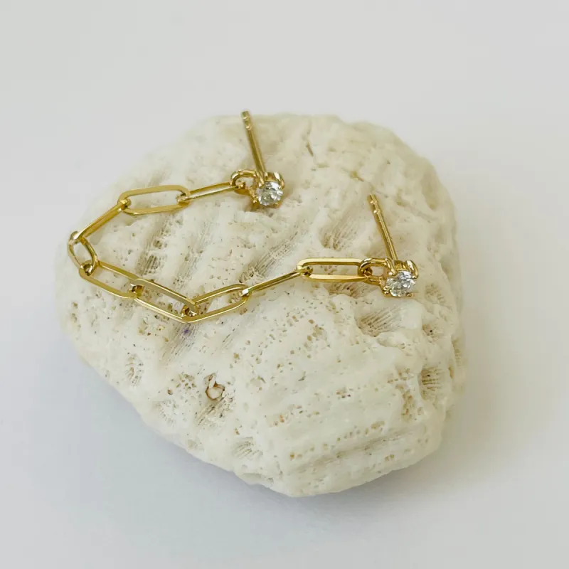 diamond bezel connected ear chain sold by Theodosia