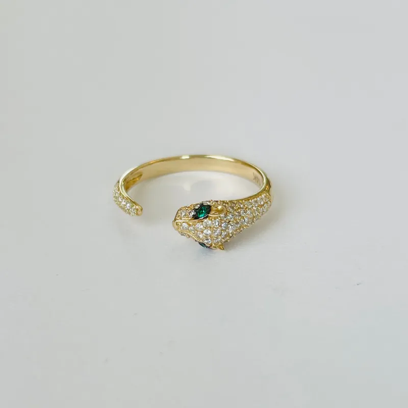emerald eye snake pinky ring sold by Theodosia