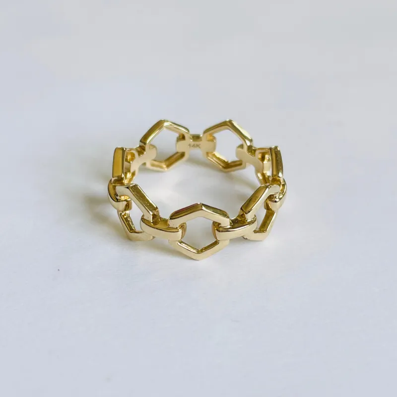 hexagon link ring sold by Theodosia