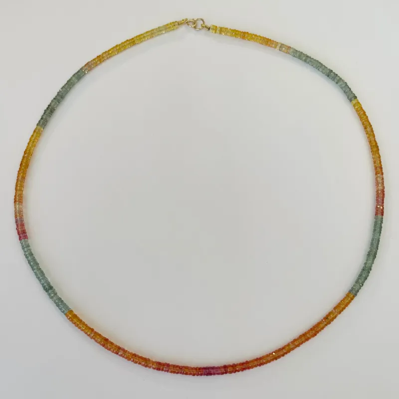 shaded sapphire heishi cut necklace sold by Theodosia