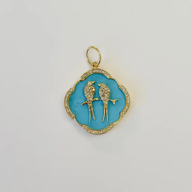 love birds turquoise pendant sold by Theodosia