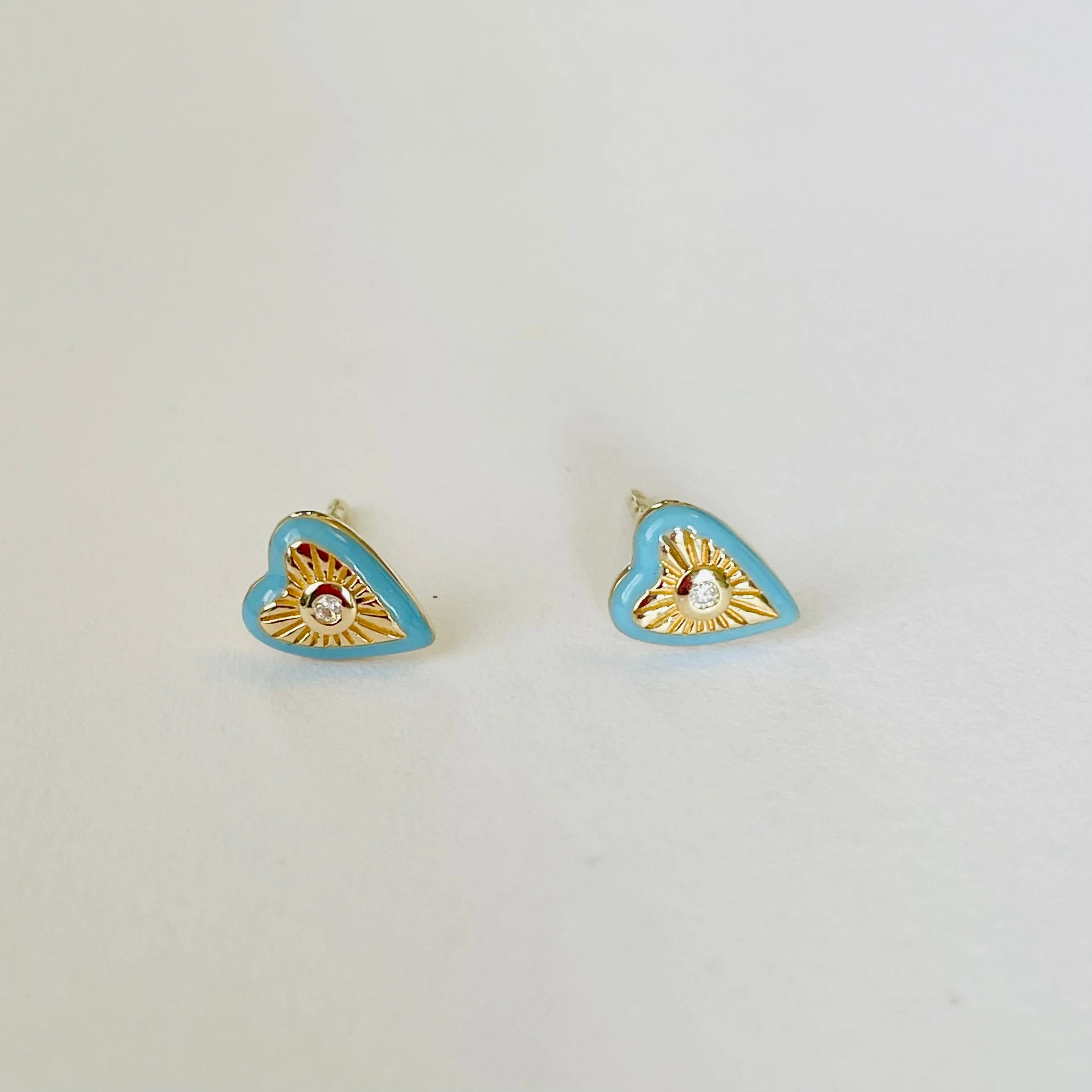 diamond enamel heart studs sold by Theodosia product image thumbnail 2
