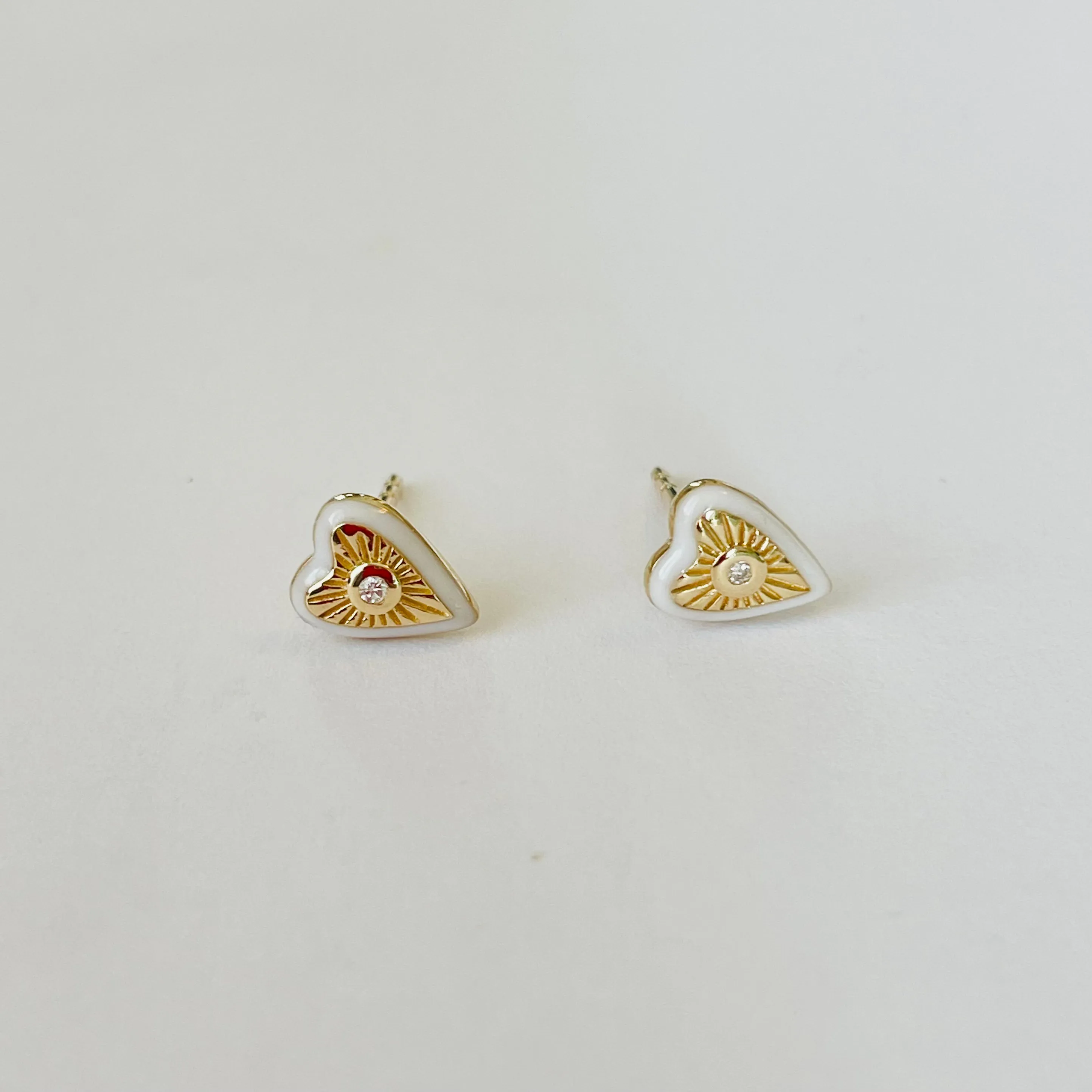 diamond enamel heart studs sold by Theodosia product image thumbnail 3
