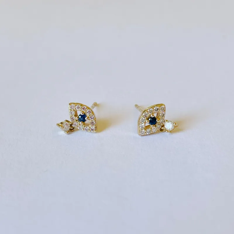 evil eye charm studs sold by Theodosia