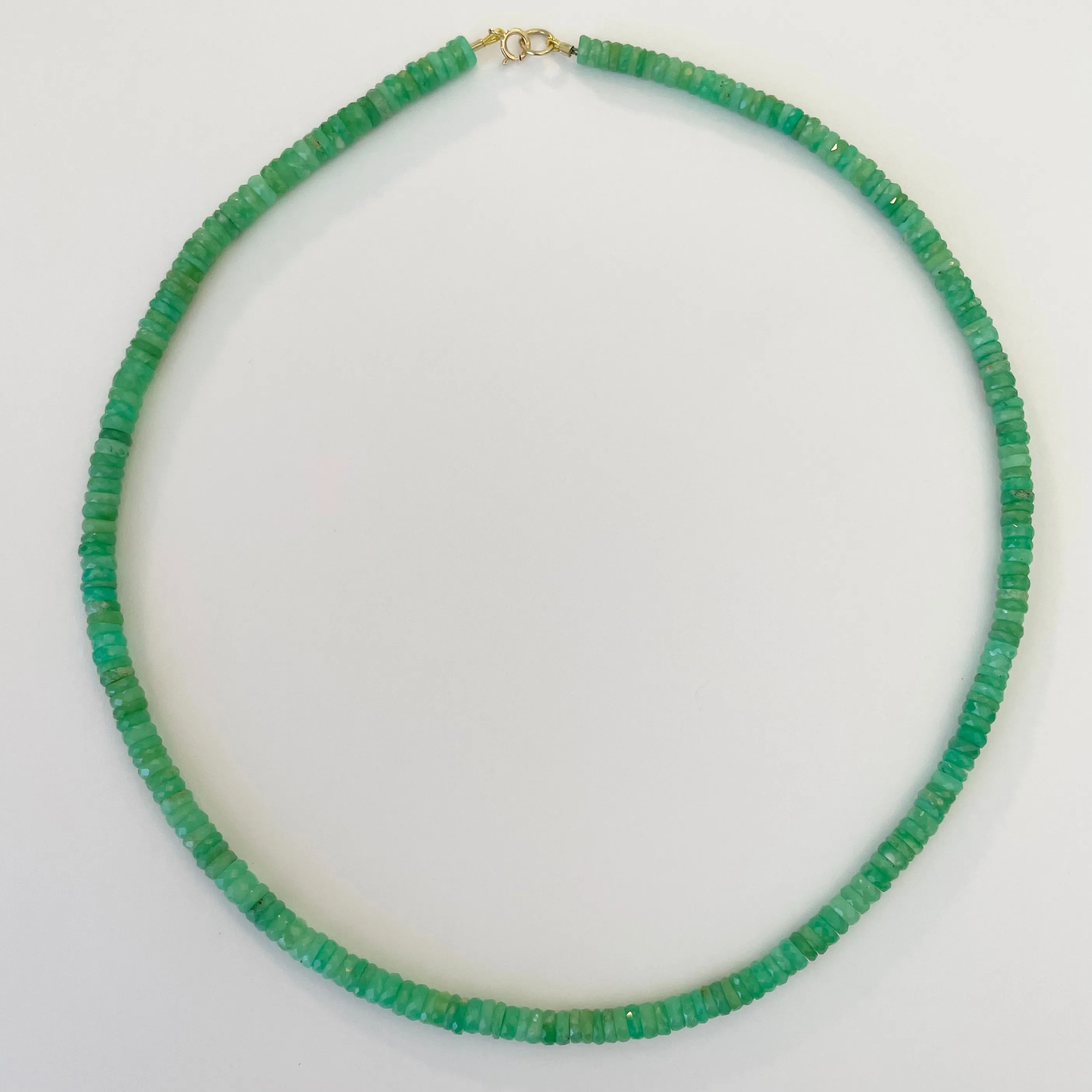 chrysoprase heishi necklace sold by Theodosia