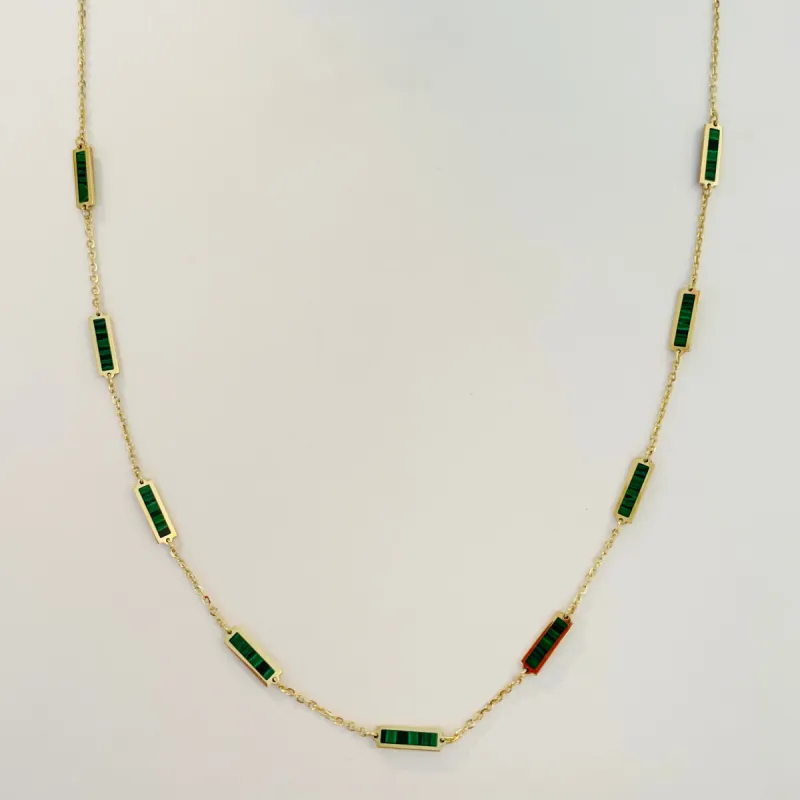rectangular inlaid stone necklace sold by Theodosia