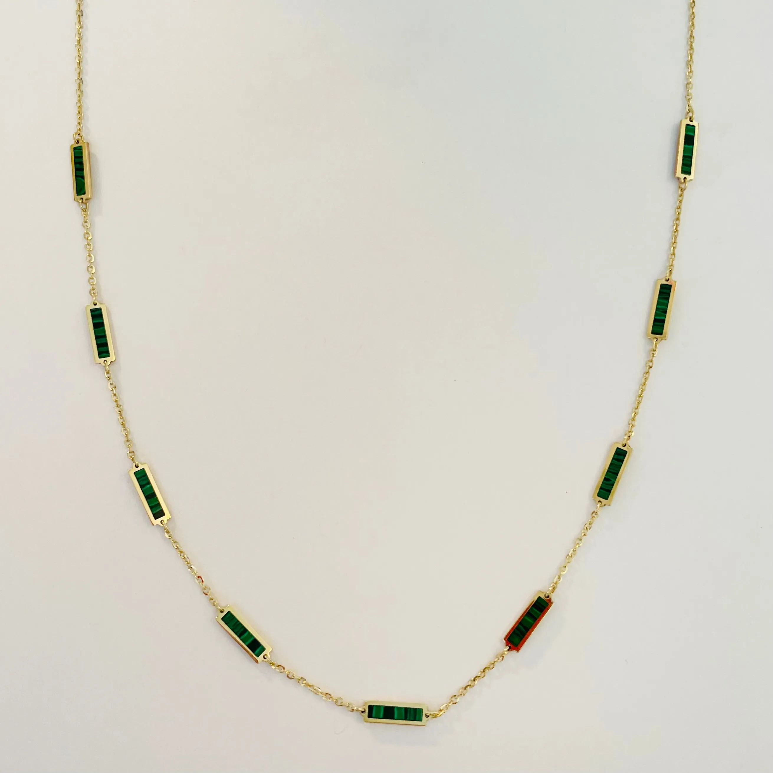 rectangular inlaid stone necklace sold by Theodosia