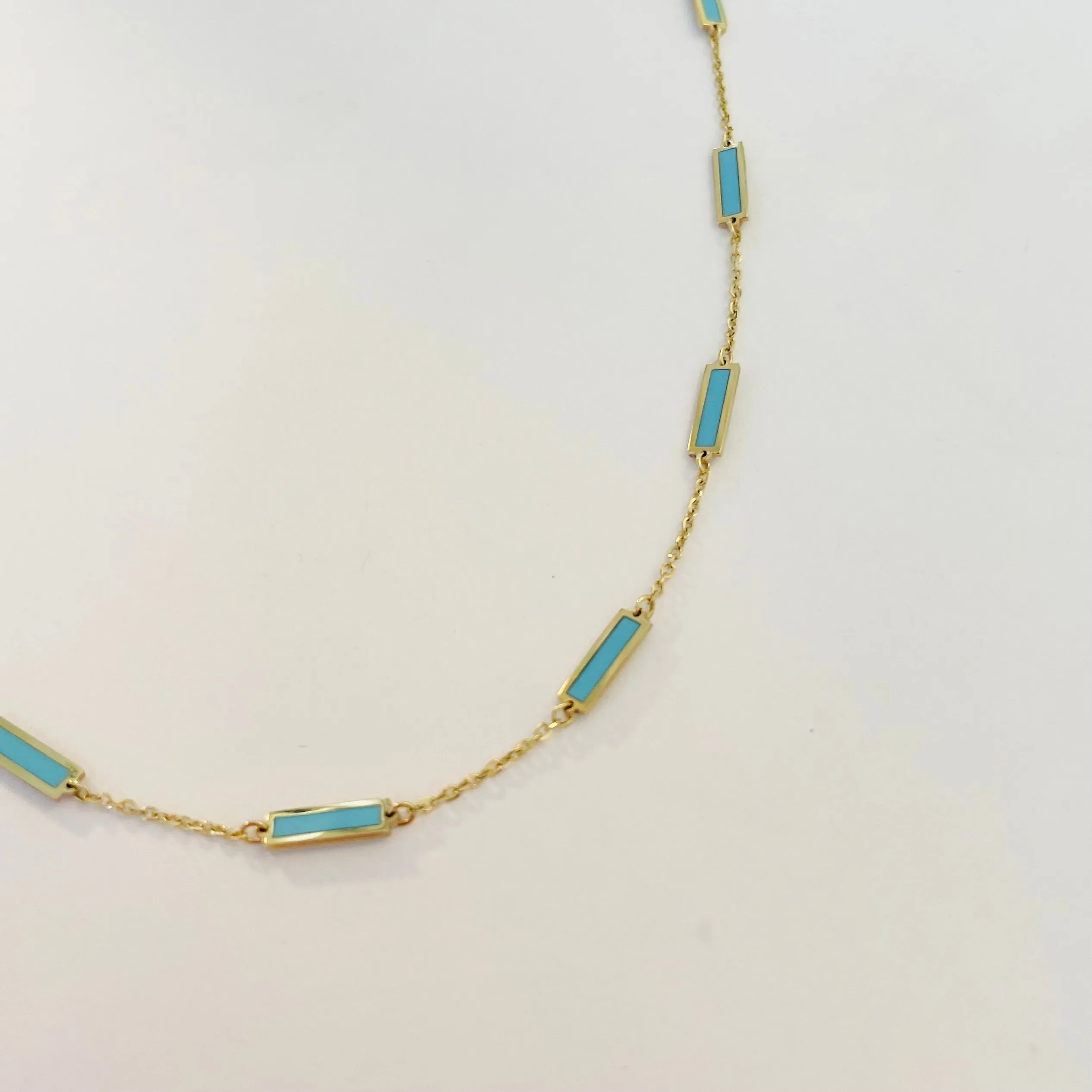 rectangular inlaid stone necklace sold by Theodosia product image thumbnail 5