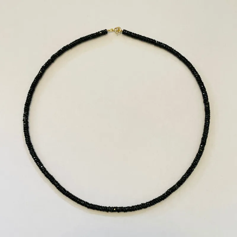 black onyx heishi cut necklace sold by Theodosia