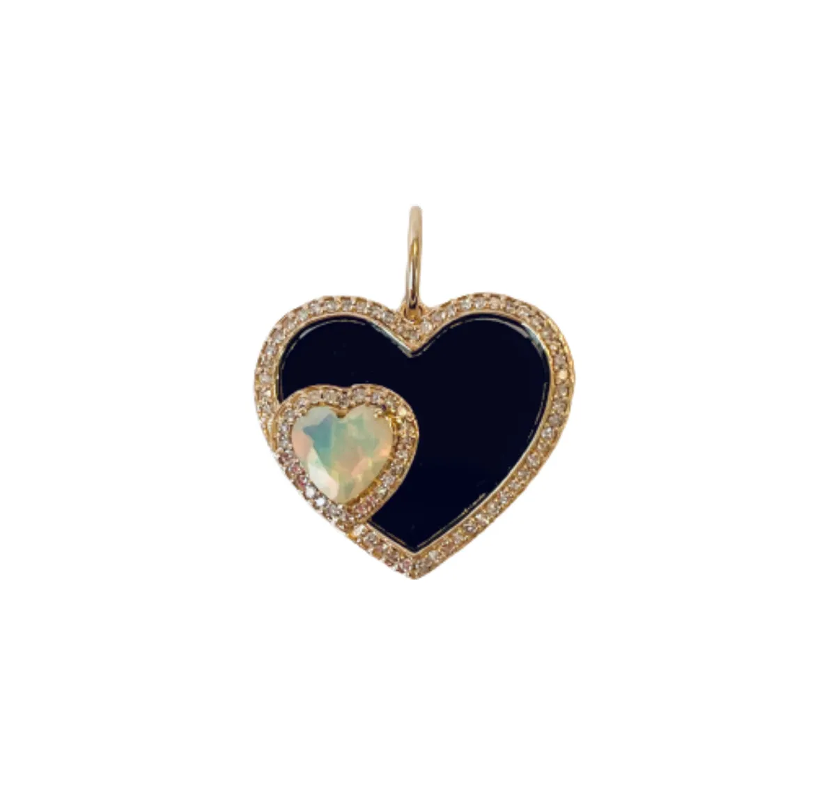 onyx double heart pendant sold by Theodosia