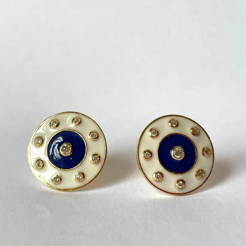 14 kt gold enamel and diamond disc sold by Theodosia