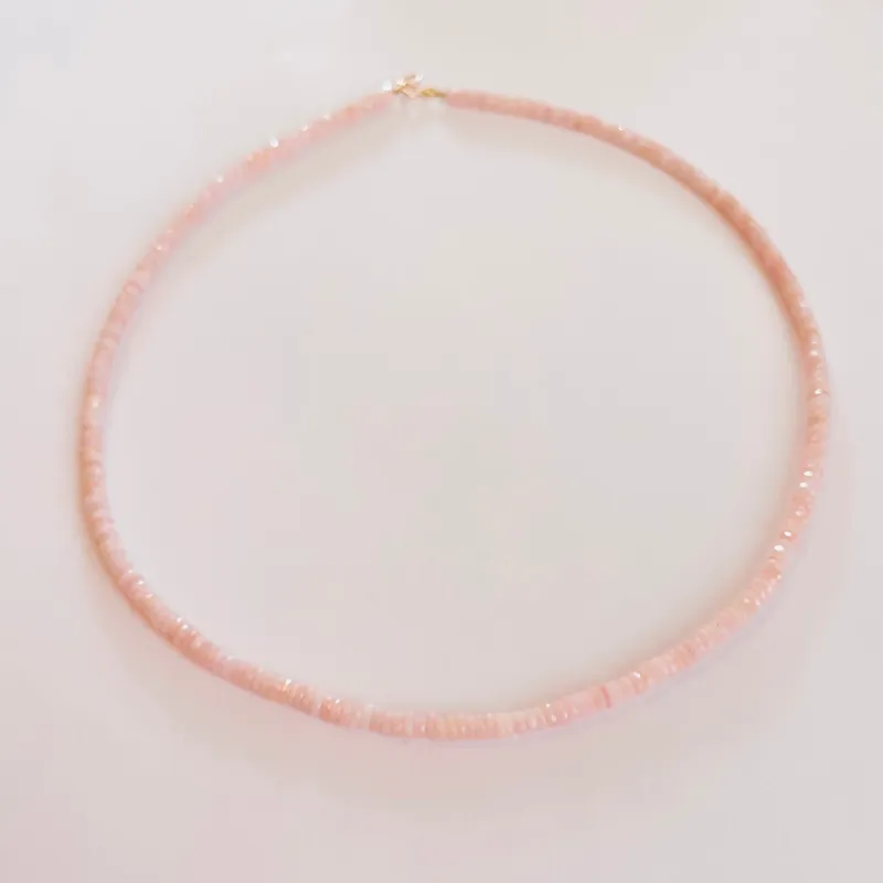 Pink opal heishi necklace sold by Theodosia