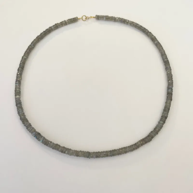 labradorite heishi necklace made by Theodosia