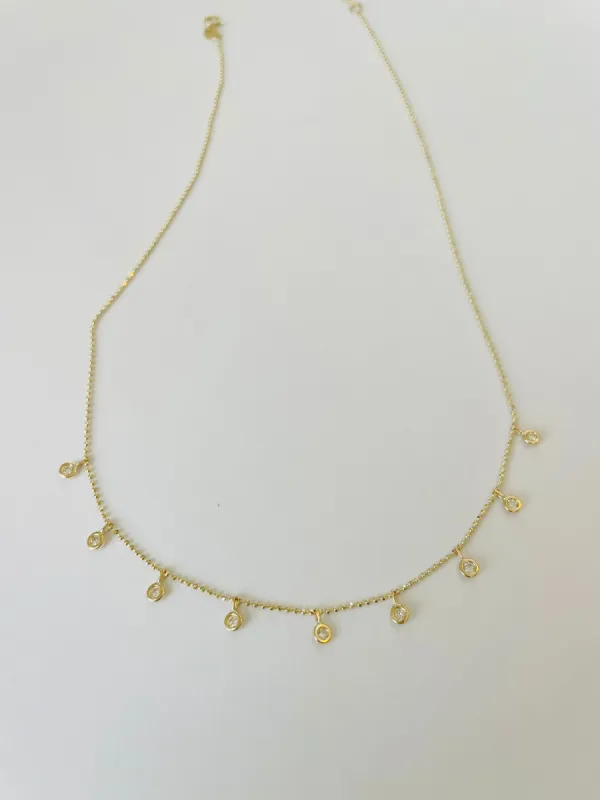 bezel set diamond fringe necklace, 0.25 FCW sold by Theodosia