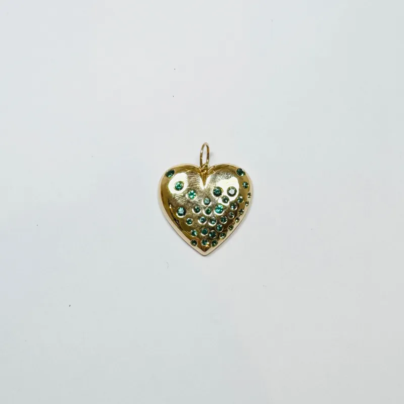gold heart pendant with emeralds sold by Theodosia