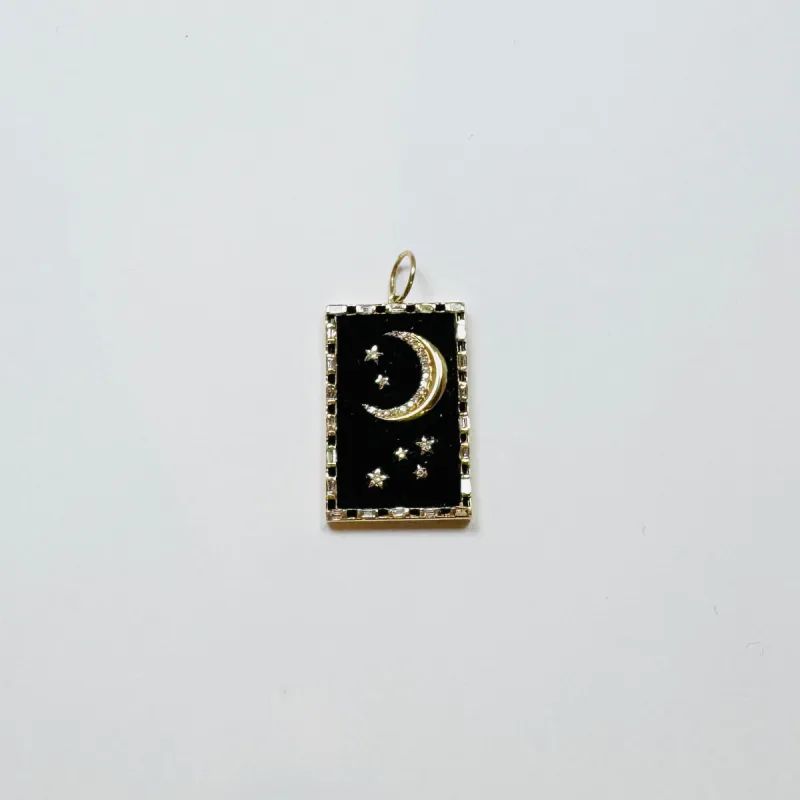 Onyx rectangle moon pendant sold by Theodosia
