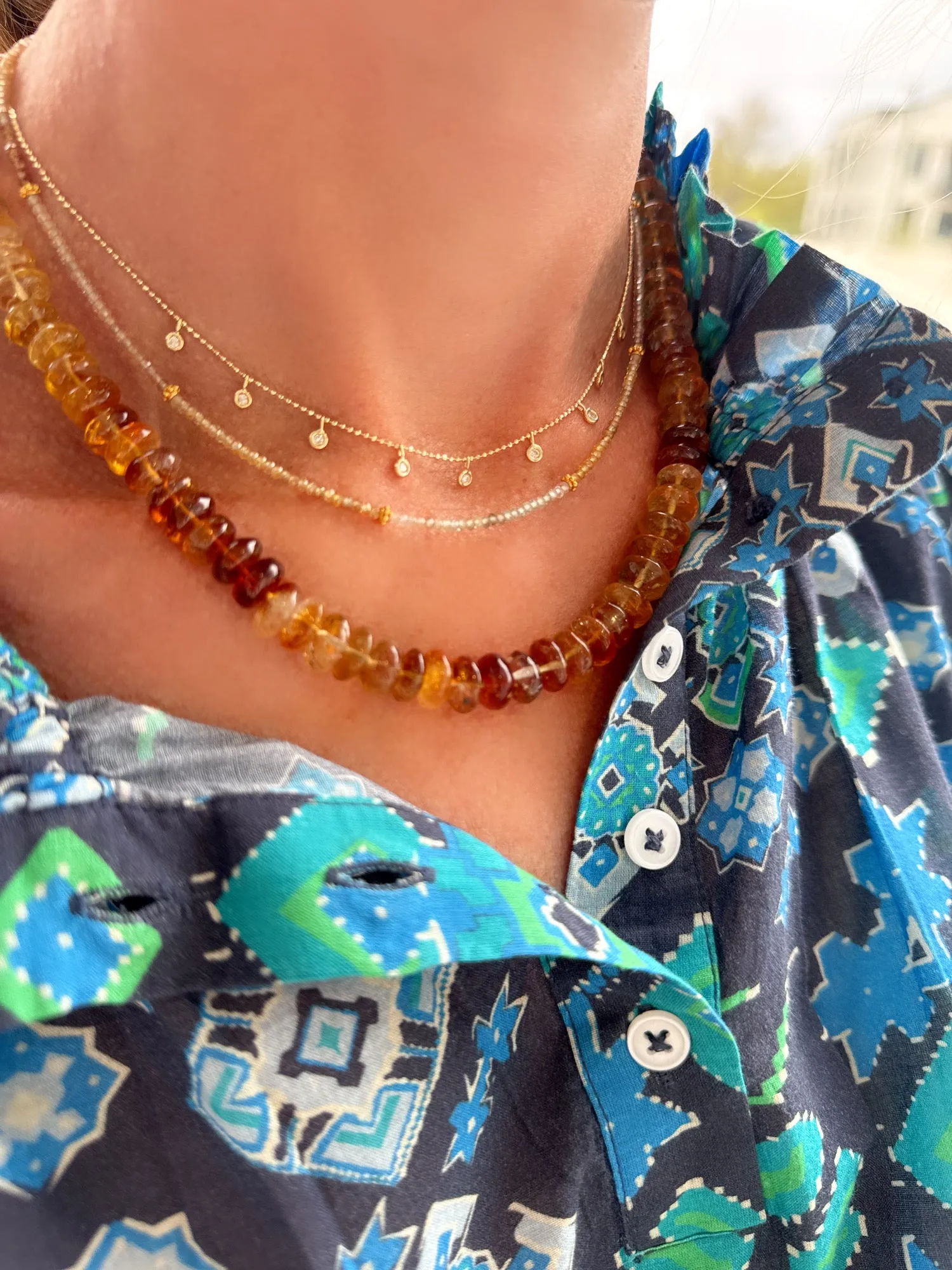 delicate sapphire with 14 k gold beads sold by Theodosia