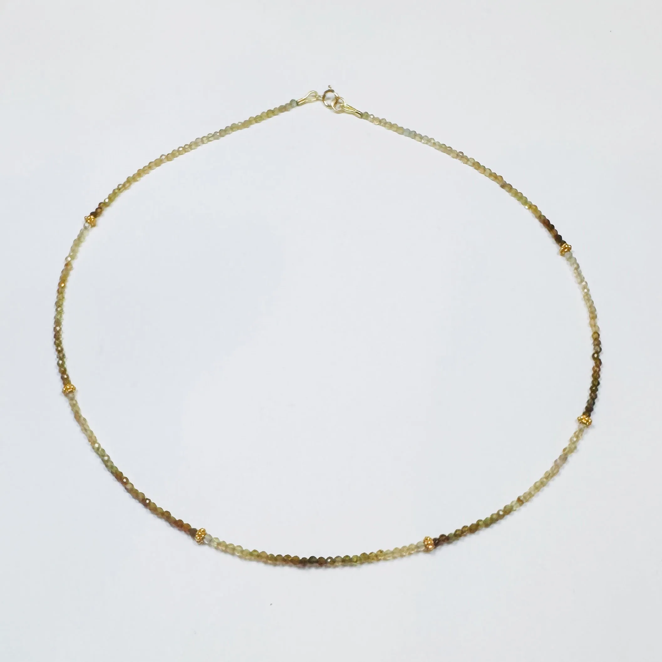 delicate sapphire with 14 k gold beads sold by Theodosia product image thumbnail 2