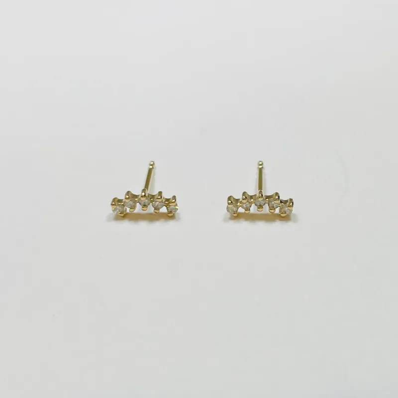 diamond arc prong set studs, five stones made by Theodosia