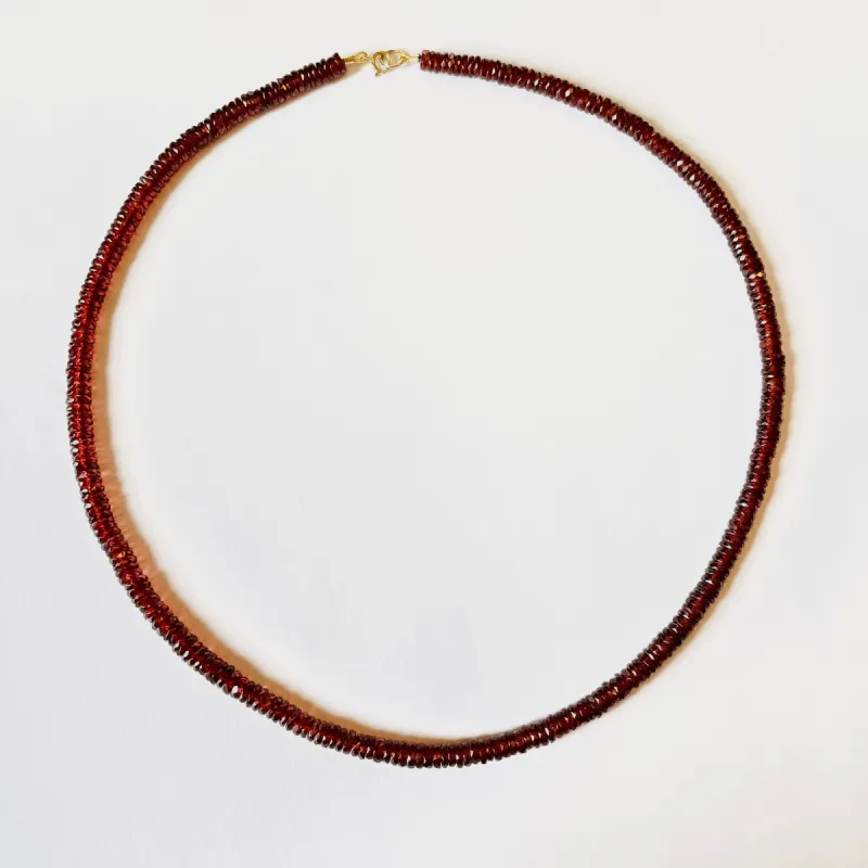 garnet heishi necklace sold by Theodosia