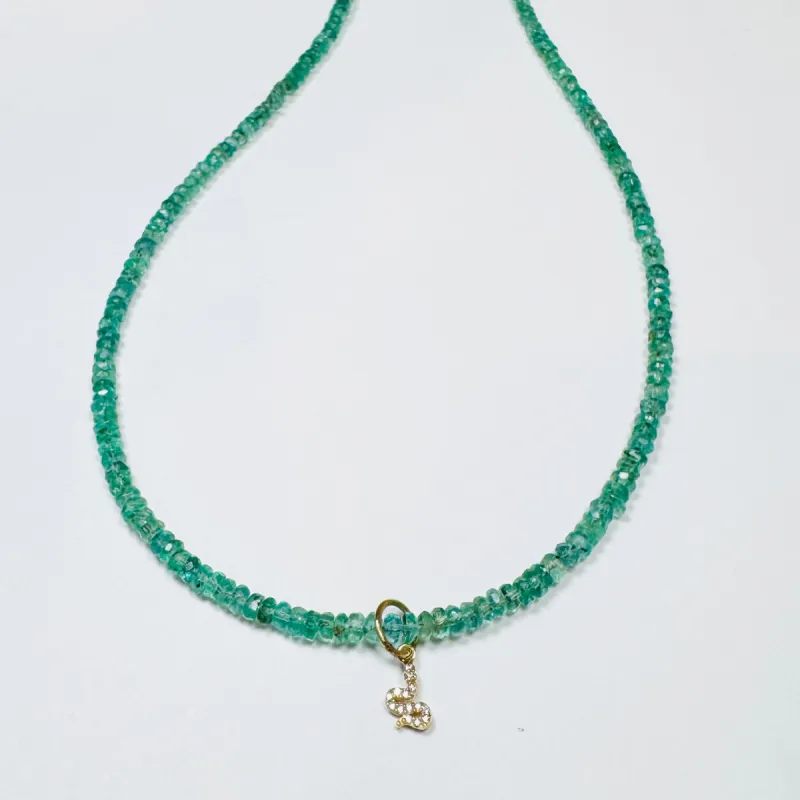 delicate emerald necklace with diamond snake charm sold by Theodosia
