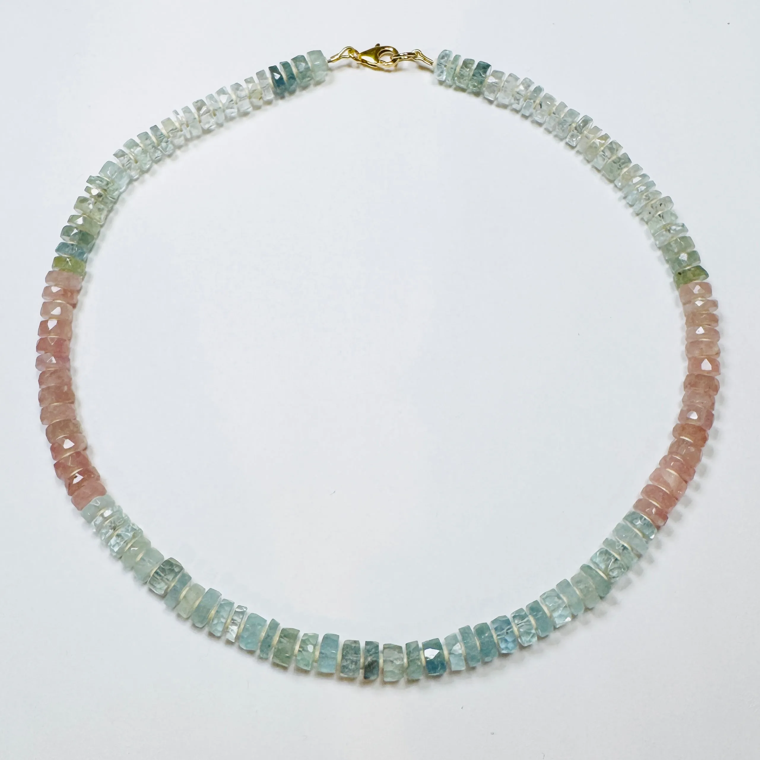 aquamarine cotton candy necklace with spacers sold by Theodosia