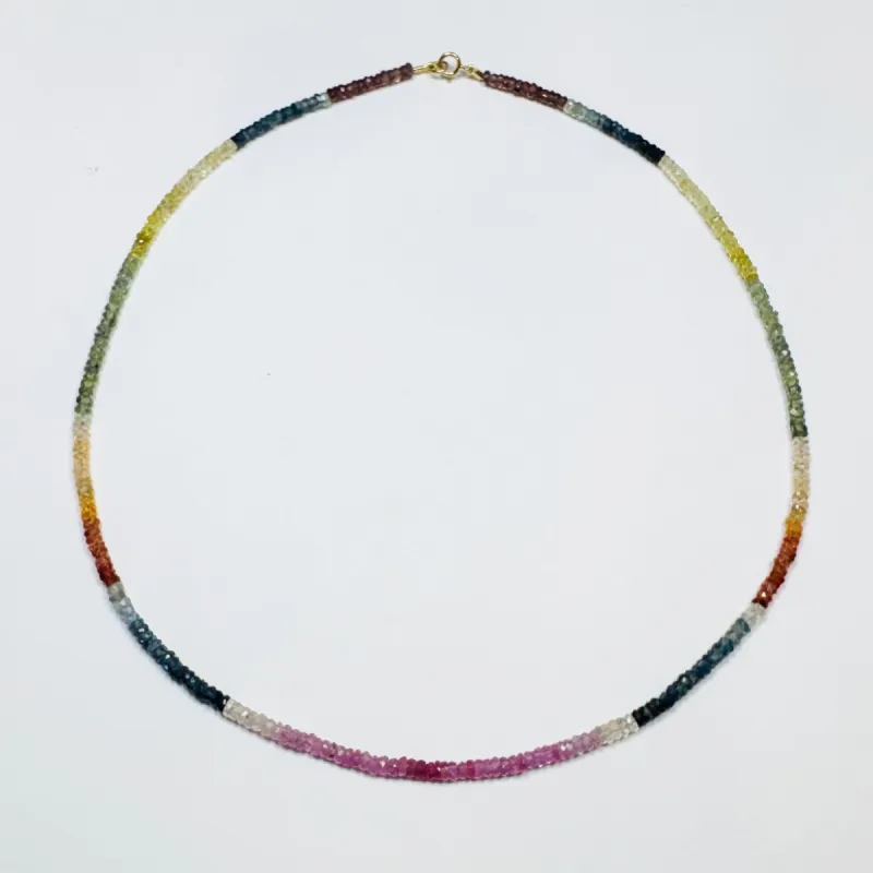 Autumn shaded sapphire heishi necklace sold by Theodosia