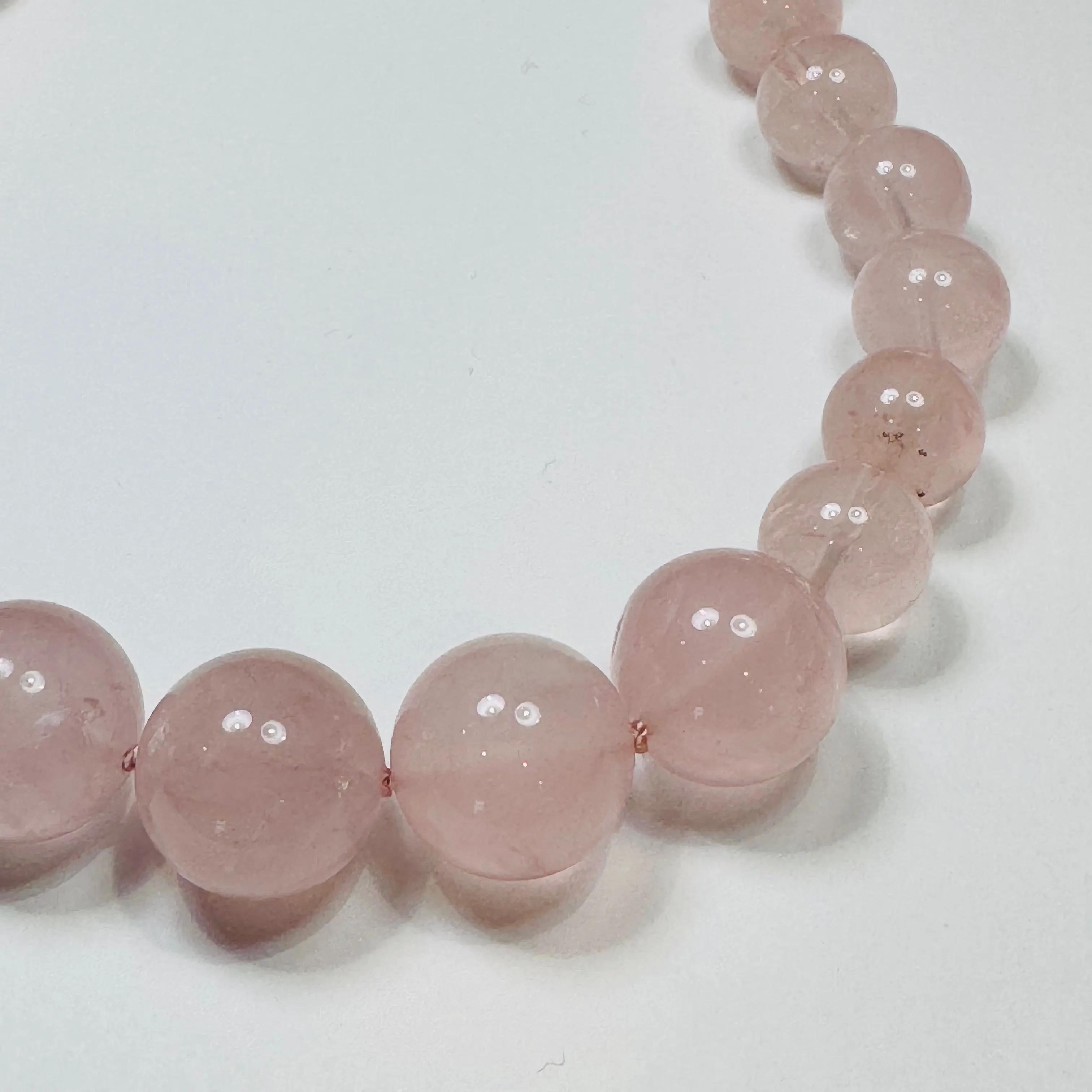 knotted rose quartz gumball candy necklace sold by Theodosia product image thumbnail 2