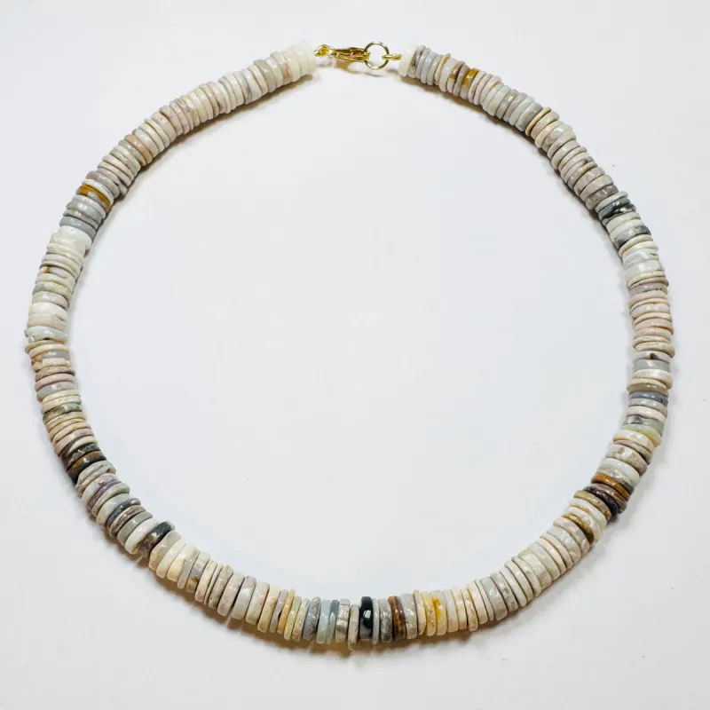 heishi cut Australian opal candy necklace, smooth sold by Theodosia