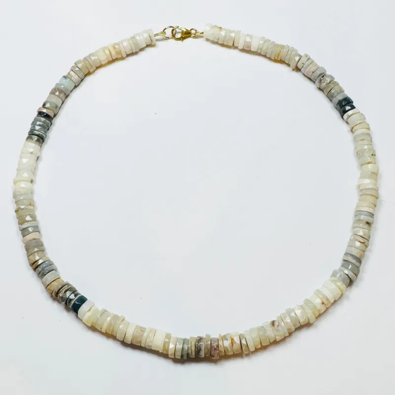 heishi cut Australian opal candy necklace, faceted sold by Theodosia