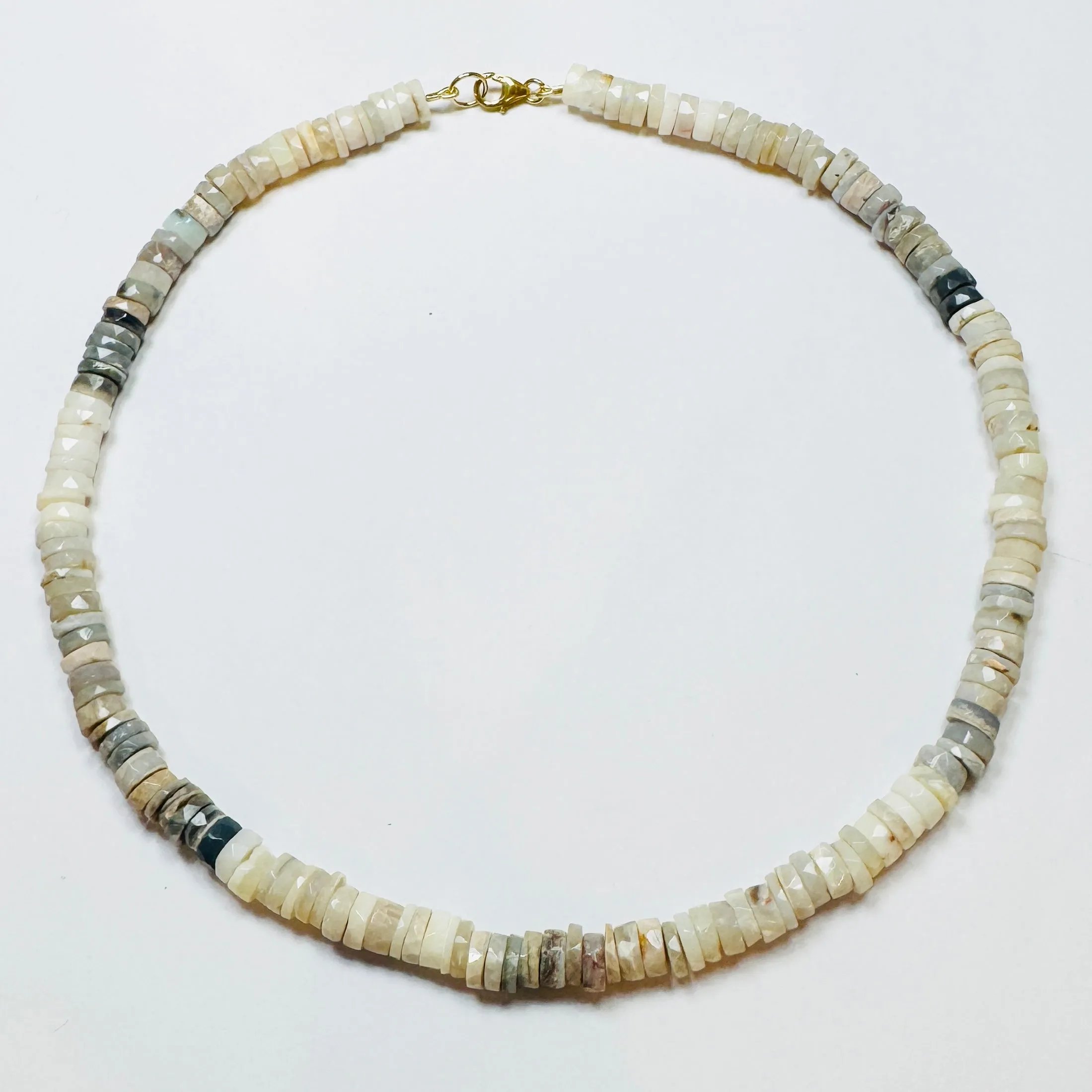 heishi cut Australian opal candy necklace, faceted sold by Theodosia
