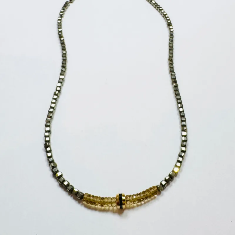 pyrite and whiskey quartz with bead sold by Theodosia