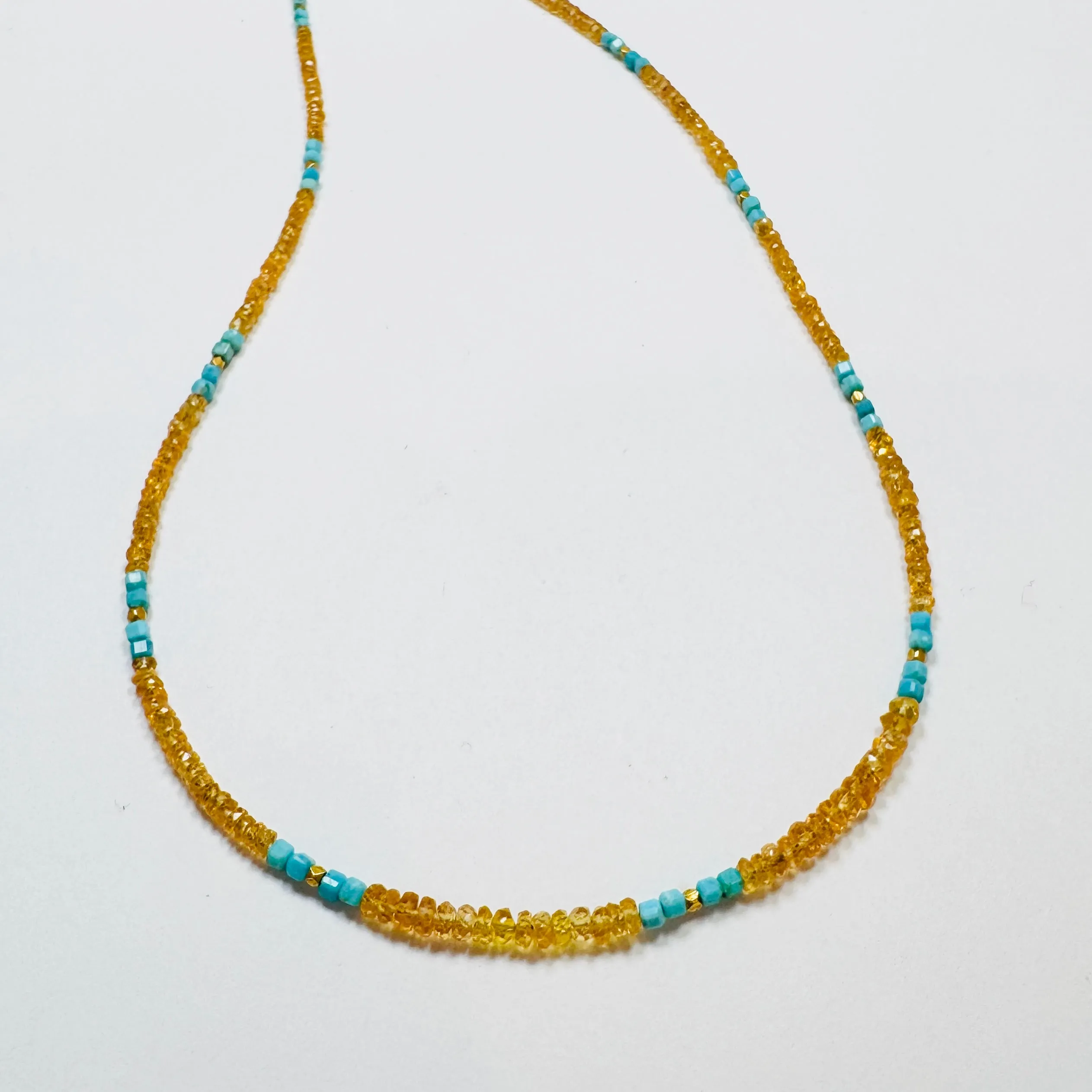 delicate gold sapphire and turquoise necklace sold by Theodosia