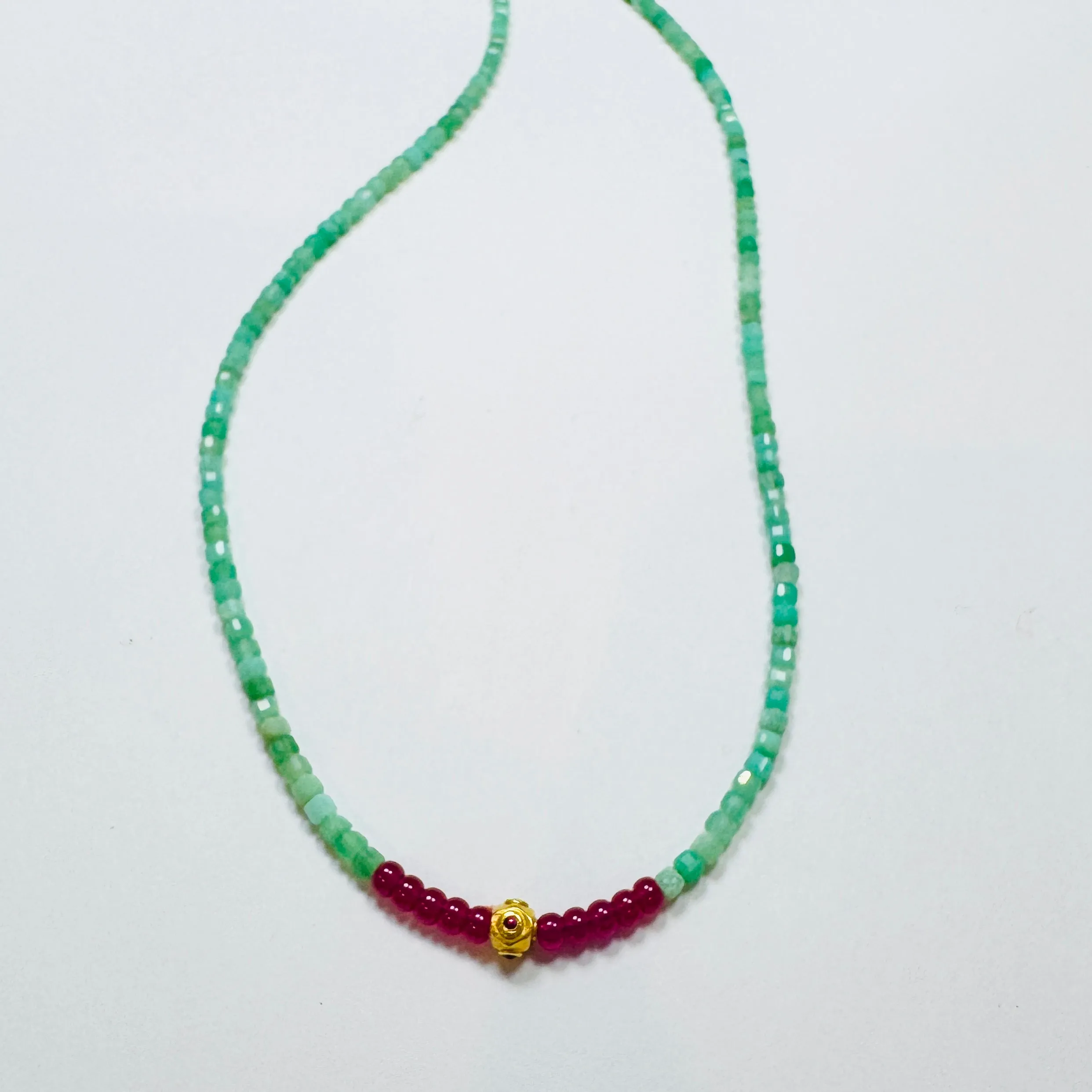delicate gemstone necklace with scuba bead sold by Theodosia