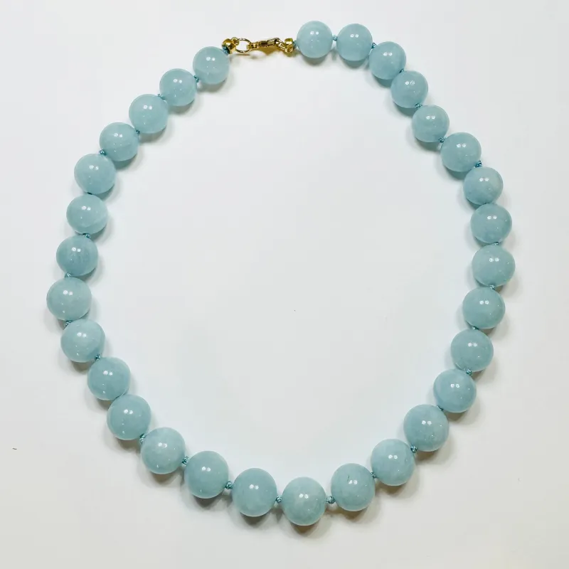 knotted gumball aquamarine necklace sold by Theodosia