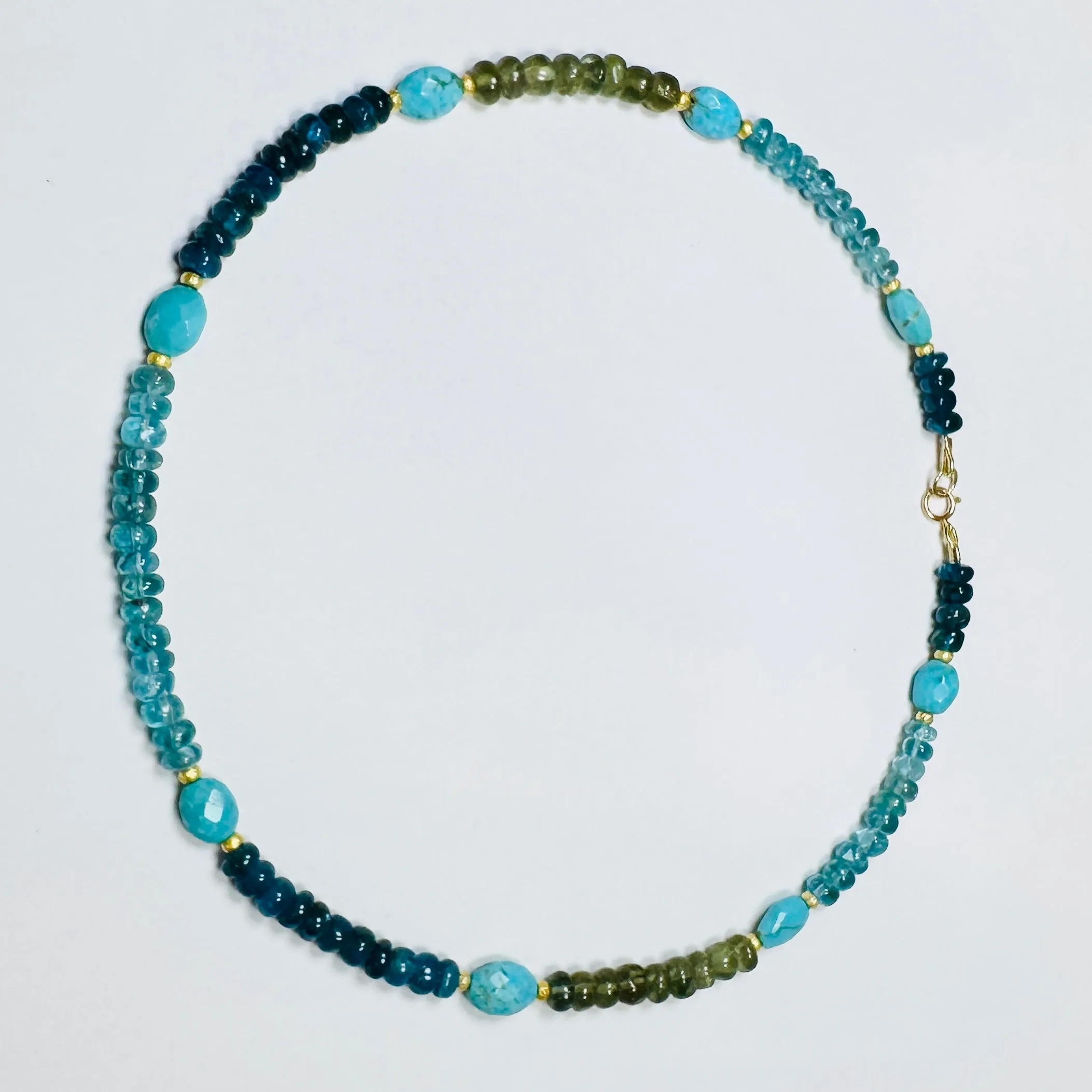 marine turquoise pop candy necklace sold by Theodosia