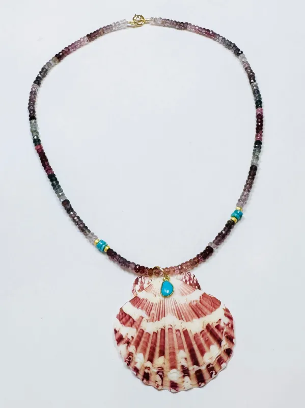 sapphire necklace with shell pendant sold by Theodosia
