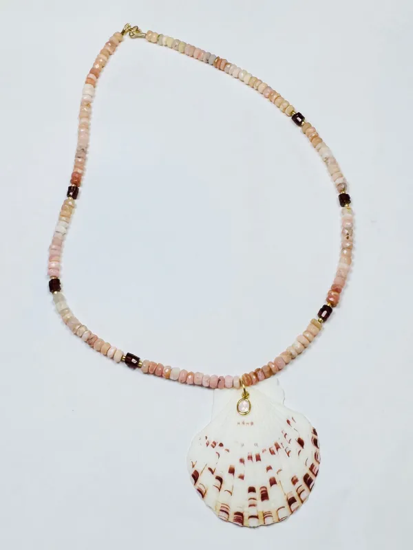 CN grossular garnet necklace with shell pendant sold by Theodosia